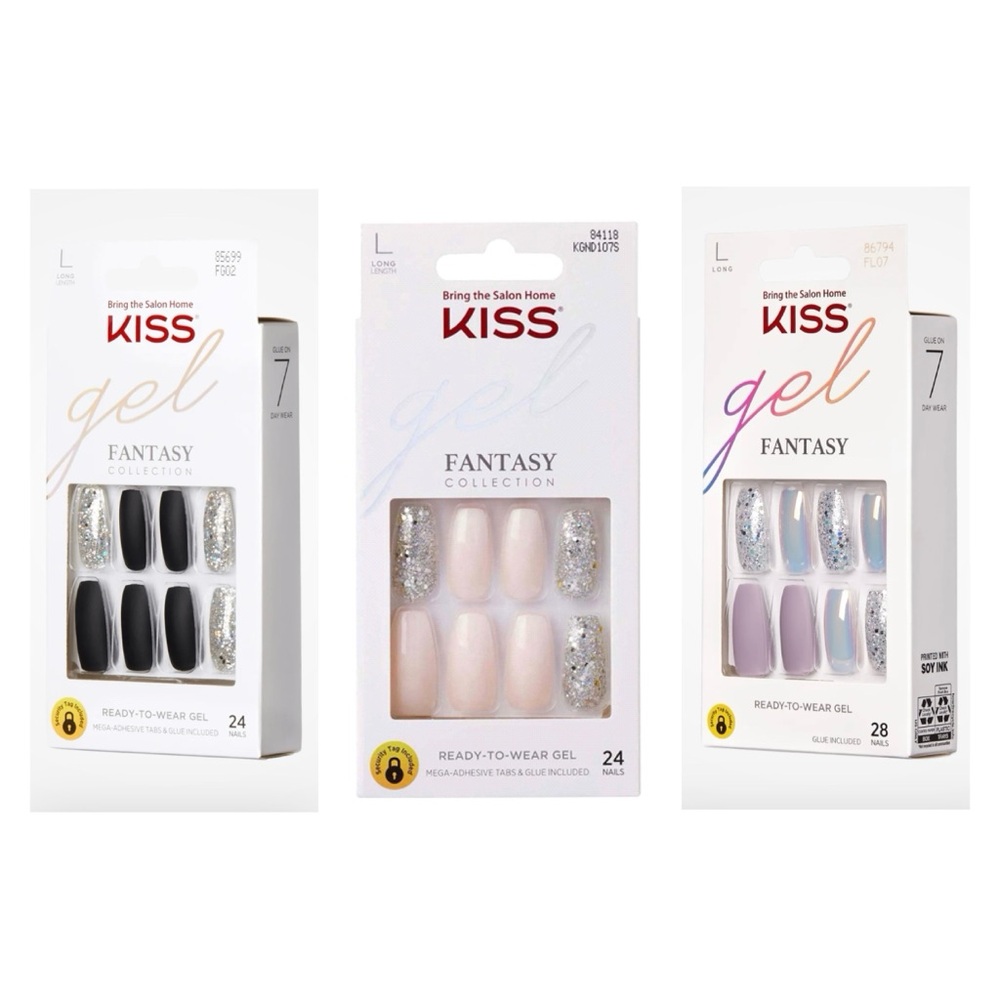 (3) KISS Gel Fantasy Nails Set